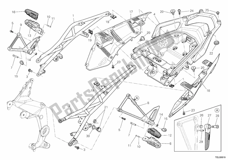 All parts for the Rear Frame Comp. Of the Ducati Multistrada 1200 S Touring USA 2010